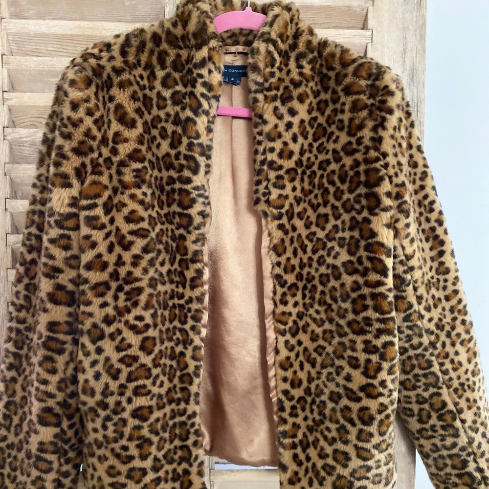French Connection Faux Fur Cheetah Jacket